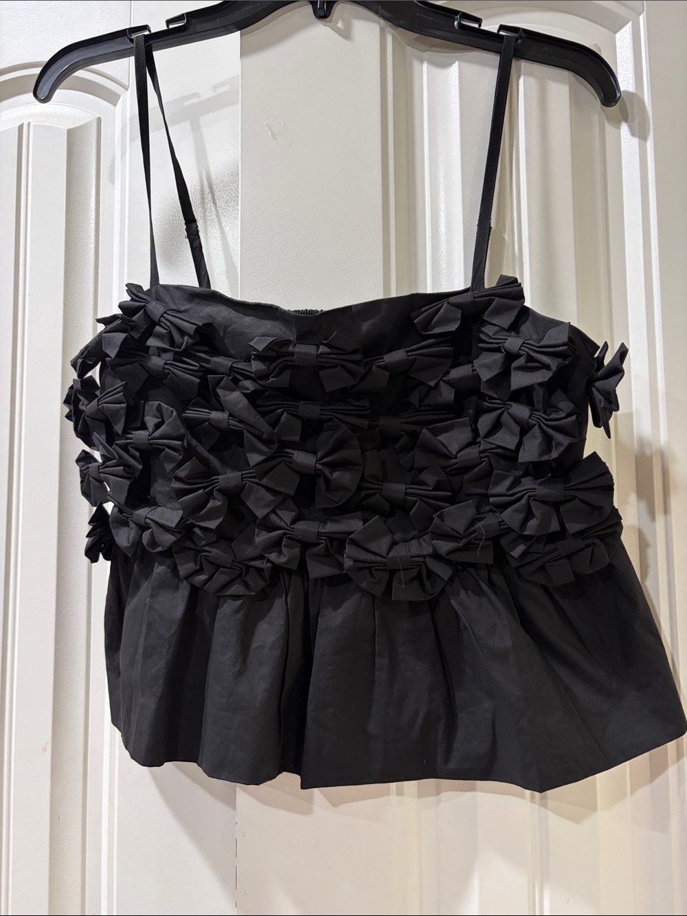 Black Floral-Textured Spaghetti Strap Camisole